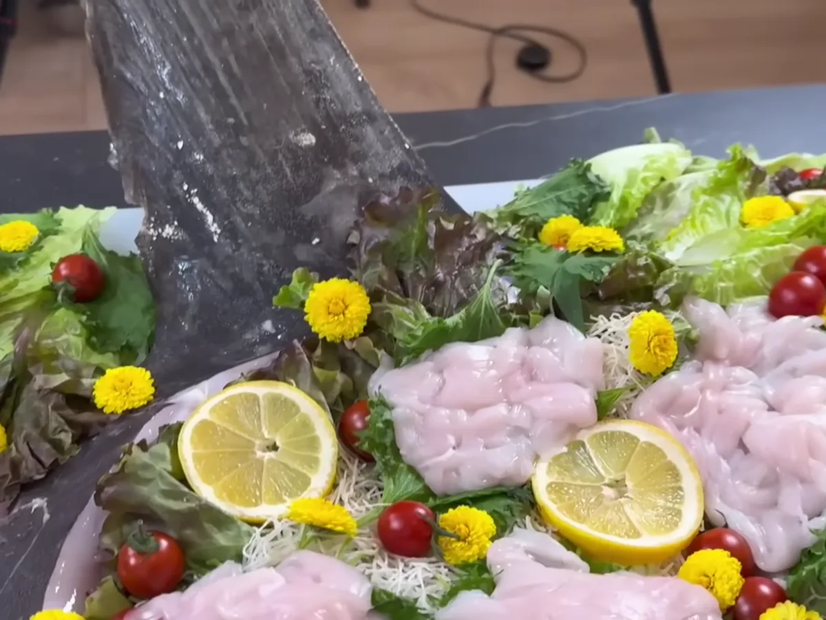 捌いたマンボウの姿盛り